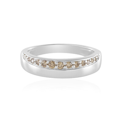 Zilveren ring met een I2 Champagne Diamant