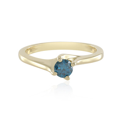 Gouden ring met een blauwe SI1 diamant