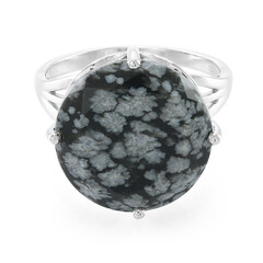 Zilveren ring met een sneeuwvlokken obsidiaan