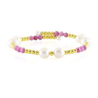 Stalen armband met Witte zoetwater kweekparels (Riya)