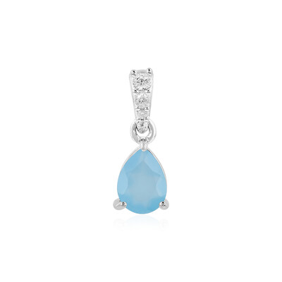 Zilveren hanger met een Blauwe chalcedoon