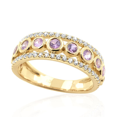 Gouden ring met Onverhitte Purper Saffieren