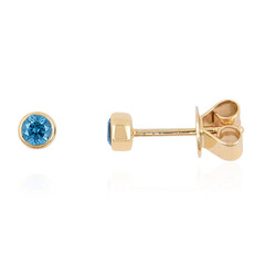 Gouden oorbellen met blauwe SI2 diamanten