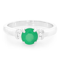 Zilveren ring met een groene chalcedoon