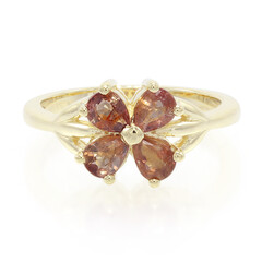 Gouden ring met Onverhitte Padparadscha Saffieren