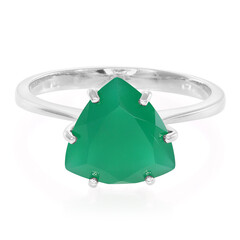 Zilveren ring met een groene chalcedoon