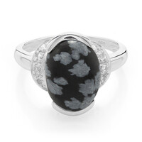 Zilveren ring met een sneeuwvlokken obsidiaan