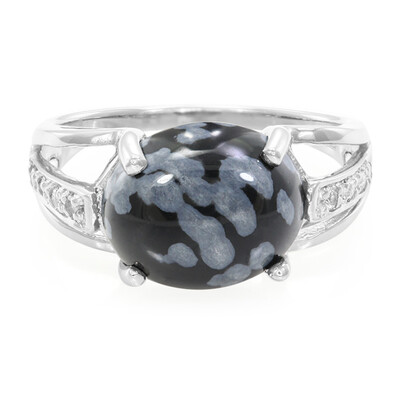 Zilveren ring met een sneeuwvlokken obsidiaan