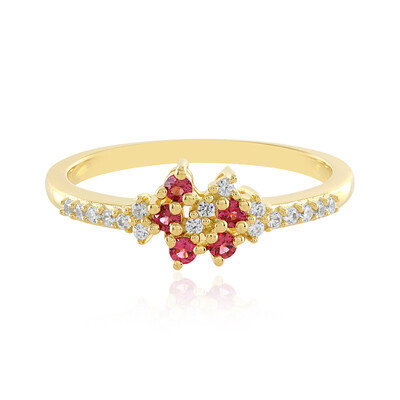 Zilveren ring met roze spinelstenen