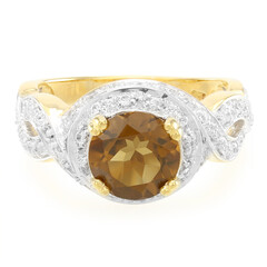 Zilveren ring met een cognac kwarts