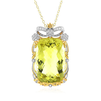 Zilveren halsketting met een Ouro Verde kwarts (Gems en Vogue)