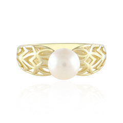 Gouden ring met een Witte zoetwater kweekparel (Ornaments by de Melo)