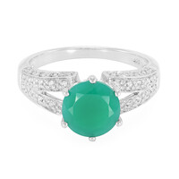 Zilveren ring met een groene chalcedoon