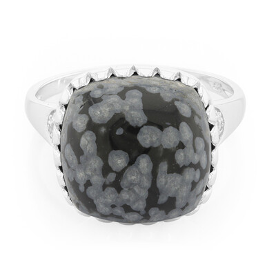 Zilveren ring met een sneeuwvlokken obsidiaan