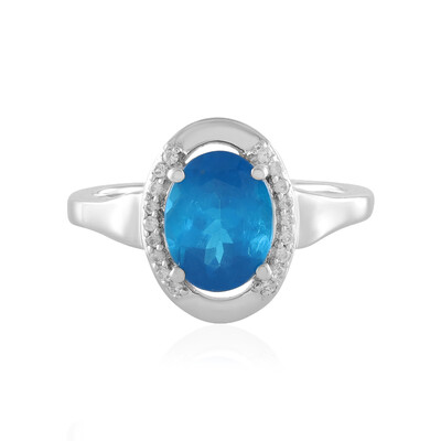 Zilveren ring met een neon blauwe apatiet