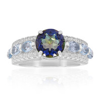 Zilveren ring met een blauwe mystieke kwarts