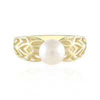 Gouden ring met een Witte zoetwater kweekparel (Ornaments by de Melo)