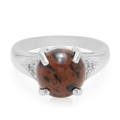 Zilveren ring met een mahonie obsidiaan