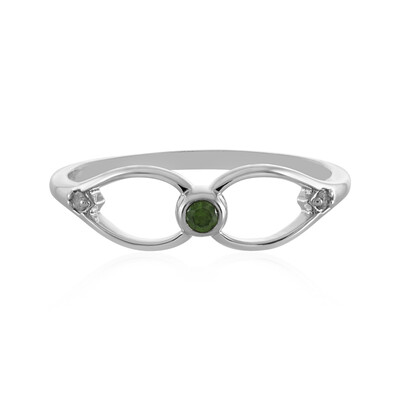 Zilveren ring met een I3 Groene Diamant