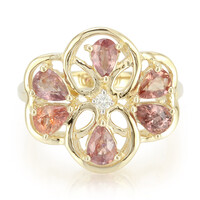 Gouden ring met Onverhitte Padparadscha Saffieren