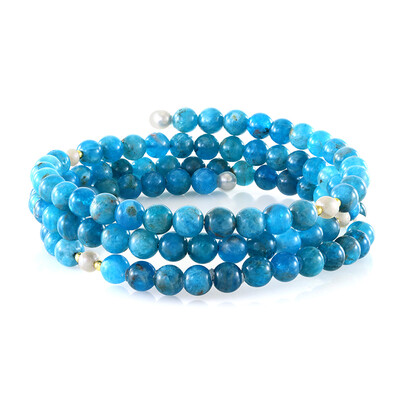 Stalen armband met neon blauwe apatieten (Riya)