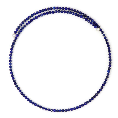 Stalen halsband met lapis lazulistenen (Riya)