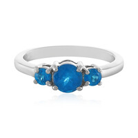 Zilveren ring met een neon blauwe apatiet