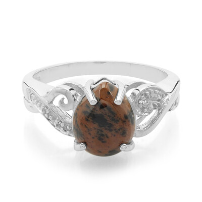 Zilveren ring met een mahonie obsidiaan