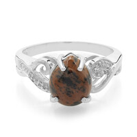 Zilveren ring met een mahonie obsidiaan