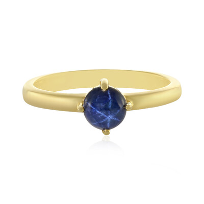 Zilveren ring met een blauwe ster saffier