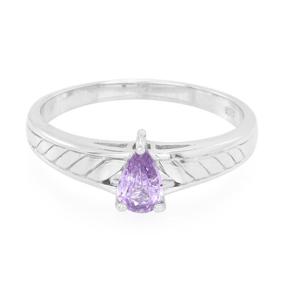 Zilveren ring met een Onverhitte Purper Saffier