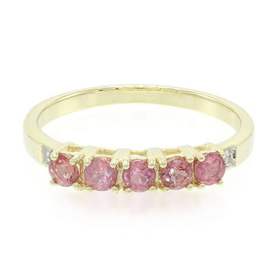 Gouden ring met Onverhitte Padparadscha Saffieren