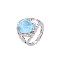 Zilveren ring met een larimar