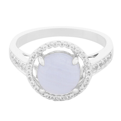 Zilveren ring met een Blauwe chalcedoon