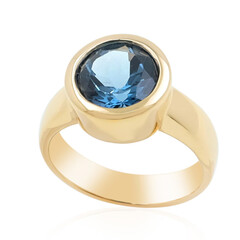 Gouden ring met een Londen-blauwe topaas (de Melo)