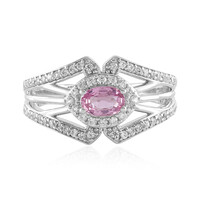 Zilveren ring met een onverhitte roze Ceylon saffier