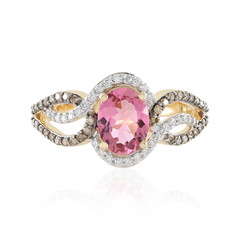 Gouden ring met een AAA Braziliaanse roze toermalijn (SUHANA)