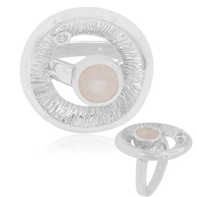 Zilveren ring met een rozen kwarts (MONOSONO COLLECTION)