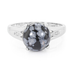 Zilveren ring met een sneeuwvlokken obsidiaan