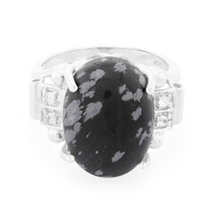 Zilveren ring met een sneeuwvlokken obsidiaan