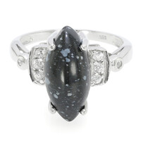 Zilveren ring met een sneeuwvlokken obsidiaan