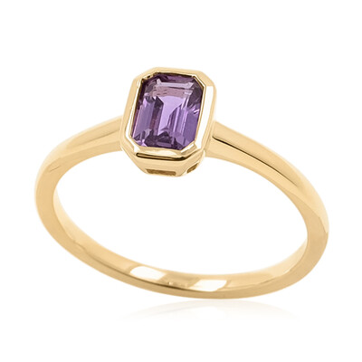 Gouden ring met een Onverhitte Purper Saffier