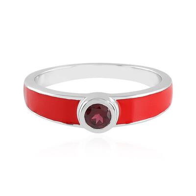 Zilveren ring met een framboos rhodoliet