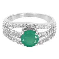 Zilveren ring met een groene chalcedoon