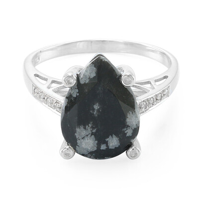 Zilveren ring met een sneeuwvlokken obsidiaan