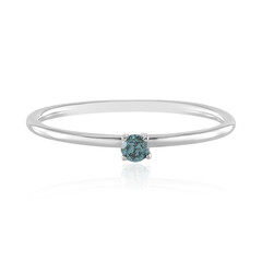 Platina ring met een hemel-blauwe I2 diamant