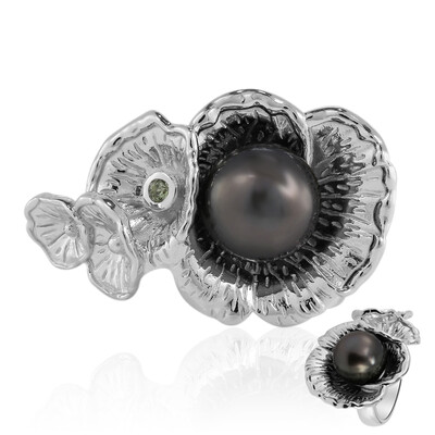 Zilveren ring met een Tahiti parel (MONOSONO COLLECTION)