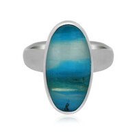 Zilveren ring met een Blauwe Atacama Opaal