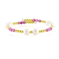 Stalen armband met Witte zoetwater kweekparels (Riya)