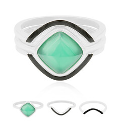 Zilveren ring met een groene chalcedoon